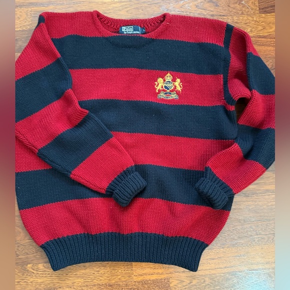 Polo Ralph Lauren Other - Polo Ralph Lauren mens oversized sweater, vintage, size L, red, blue